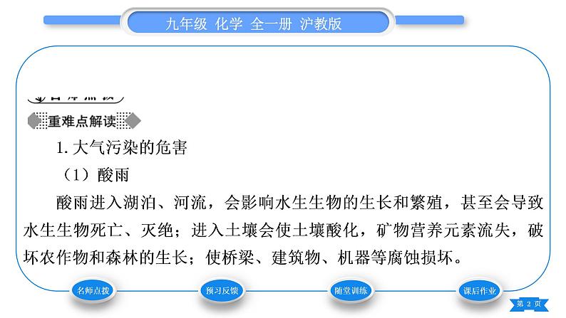 沪教版九年级化学下第9章化学与社会发展第3节环境污染的防治习题课件第2页