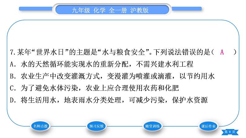 沪教版九年级化学下第9章化学与社会发展综合练习(第8～9章)习题课件08