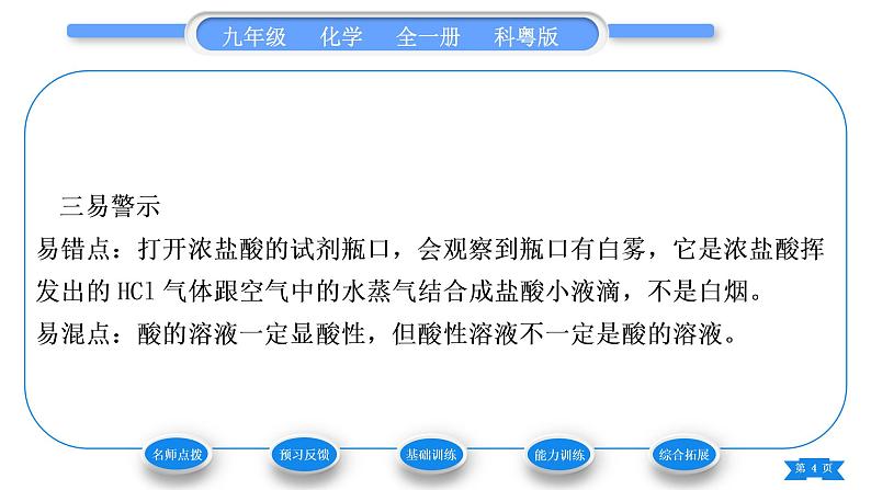 科粤版九年级化学下第八章常见的酸、碱、盐8.2常见的酸和碱第1课时常见的酸　稀酸的化学性质习题课件04