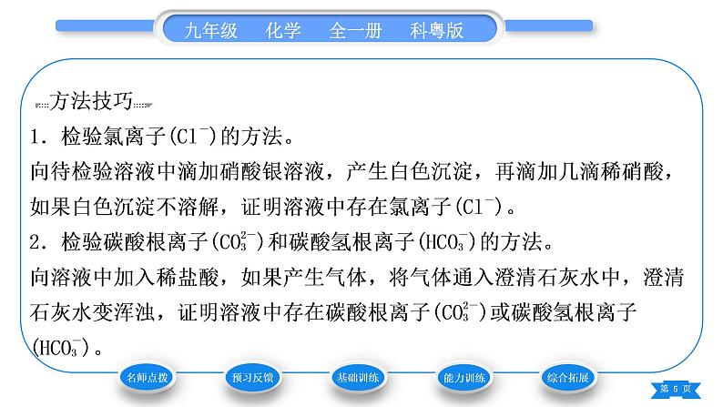 科粤版九年级化学下第八章常见的酸、碱、盐8.2常见的酸和碱第1课时常见的酸　稀酸的化学性质习题课件05