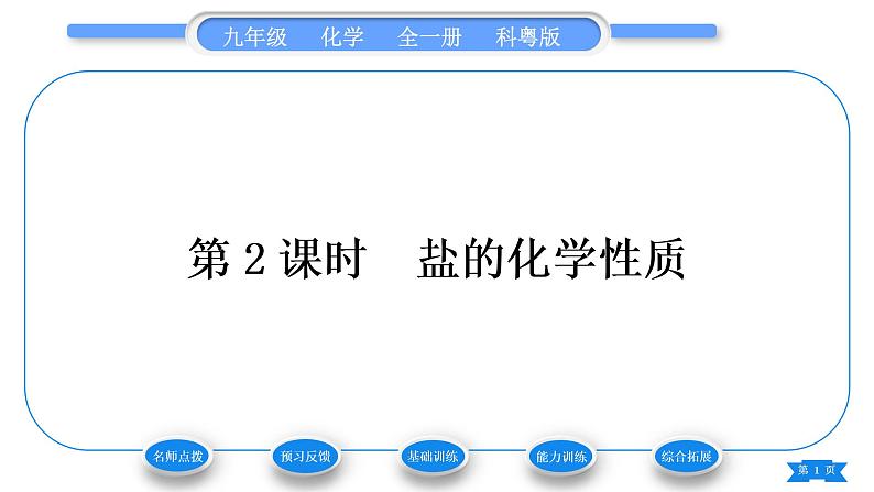 科粤版九年级化学下第八章常见的酸、碱、盐8.4常见的盐第2课时盐的化学性质习题课件第1页