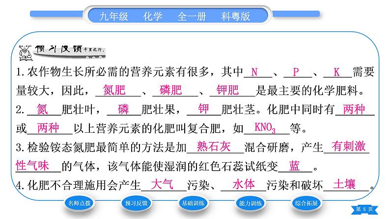 科粤版九年级化学下第八章常见的酸、碱、盐8.5化学肥料习题课件05