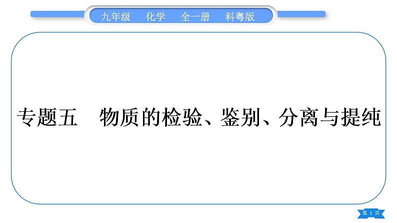 科粤版九年级化学下第八章常见的酸、碱、盐专题五物质的检验、鉴别、分离与提纯习题课件第1页