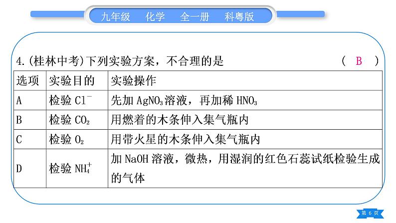 科粤版九年级化学下第八章常见的酸、碱、盐专题五物质的检验、鉴别、分离与提纯习题课件第6页