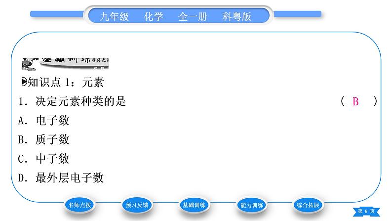 科粤版九年级化学上第二章空气、物质的构成2.4辨别物质的元素组成第1课时元素及其符号习题课件08