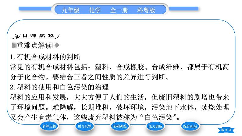 科粤版九年级化学下第九章现代生活与化学9.2化学合成材料习题课件第2页