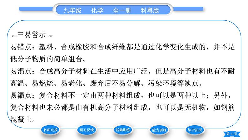 科粤版九年级化学下第九章现代生活与化学9.2化学合成材料习题课件第3页