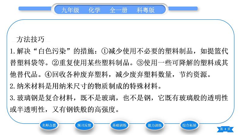 科粤版九年级化学下第九章现代生活与化学9.2化学合成材料习题课件第4页