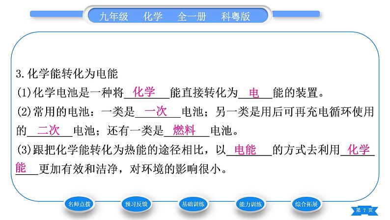 科粤版九年级化学下第九章现代生活与化学9.3化学能的利用习题课件07