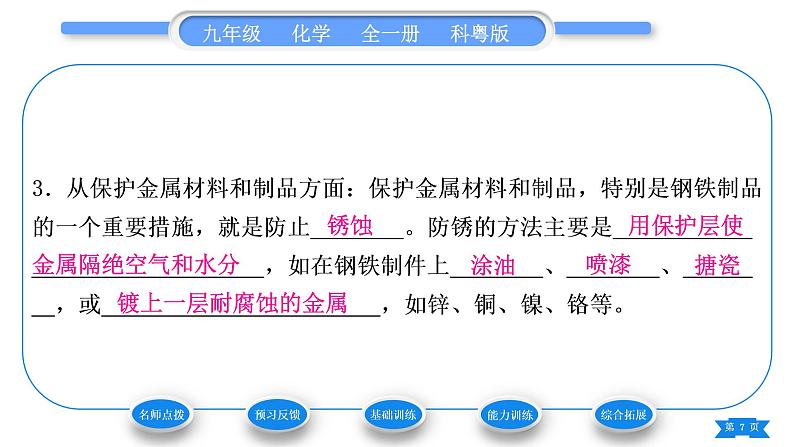 科粤版九年级化学下第六章金属6.4珍惜和保护金属资源习题课件第7页