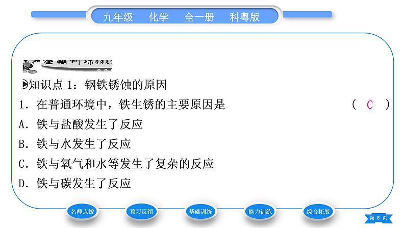 科粤版九年级化学下第六章金属6.4珍惜和保护金属资源习题课件第8页