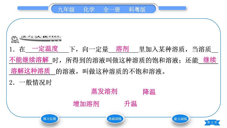 科粤版九年级化学下第七章溶液7.2物质溶解的量第1课时饱和溶液与不饱和溶液习题课件02