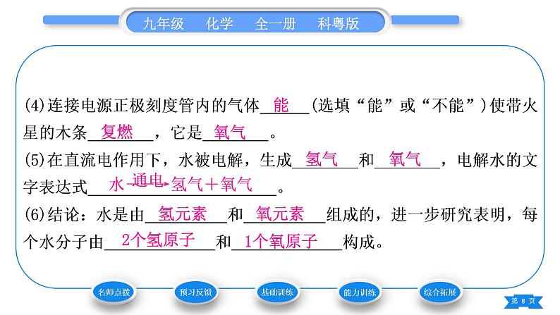 科粤版九年级化学上第四章生命之源——水4.2水的组成习题课件第8页