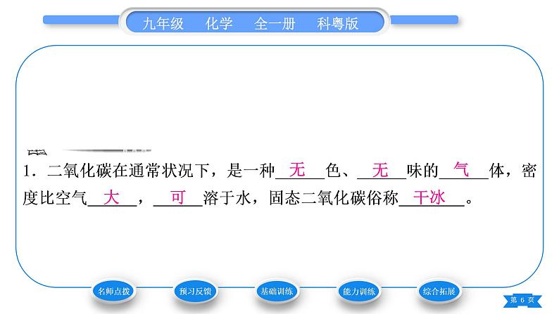 科粤版九年级化学上第五章燃料5.3二氧化碳的性质和制法第1课时二氧化碳的性质和用途习题课件06