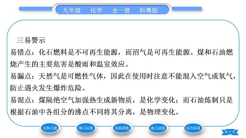 科粤版九年级化学上第五章燃料5.4古生物的“遗产”——化石燃料习题课件03