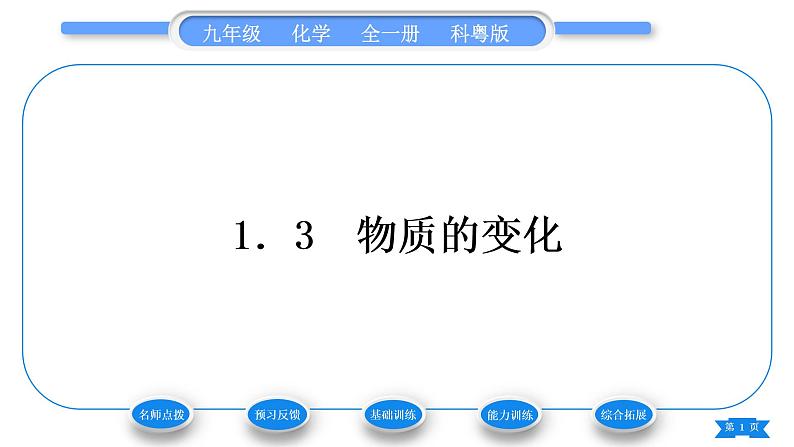 科粤版九年级化学上第一章大家都来学化学1.3物质的变化习题课件01