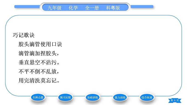 科粤版九年级化学上第一章大家都来学化学1.2化学实验室之旅第1课时常用的化学仪器　药品的取用习题课件06