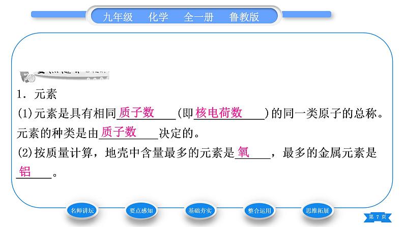 鲁教版九年级化学上第二单元探秘水世界第四节元素第1课时元素与元素符号习题课件07