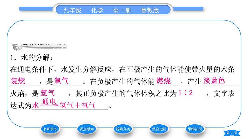 鲁教版九年级化学上第二单元探秘水世界第二节水分子的变化习题课件07