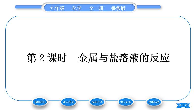 鲁教版九年级化学下第九单元金属第二节金属的化学性质第2课时金属与盐溶液的反应习题课件第1页