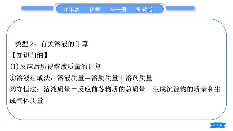 鲁教版九年级化学下第九单元金属专题五化学计算习题课件第6页