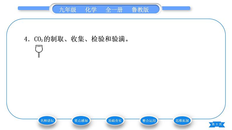 鲁教版九年级化学上第六单元燃烧与燃料到实验室去：二氧化碳的实验室制取与性质习题课件03