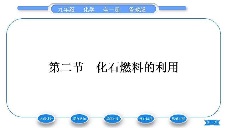 鲁教版九年级化学上第六单元燃烧与燃料第二节化石燃料的利用习题课件01