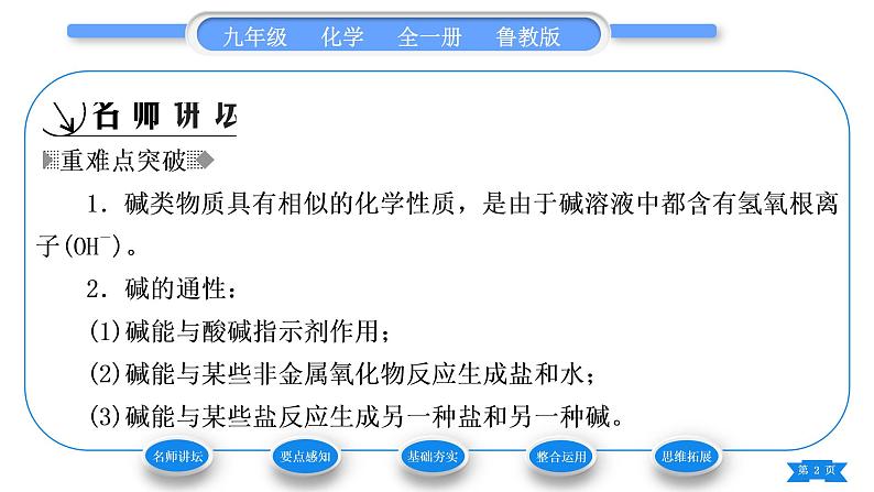 鲁教版九年级化学下第七单元常见的酸和碱第二节碱及其性质第2课时碱的化学性质习题课件02