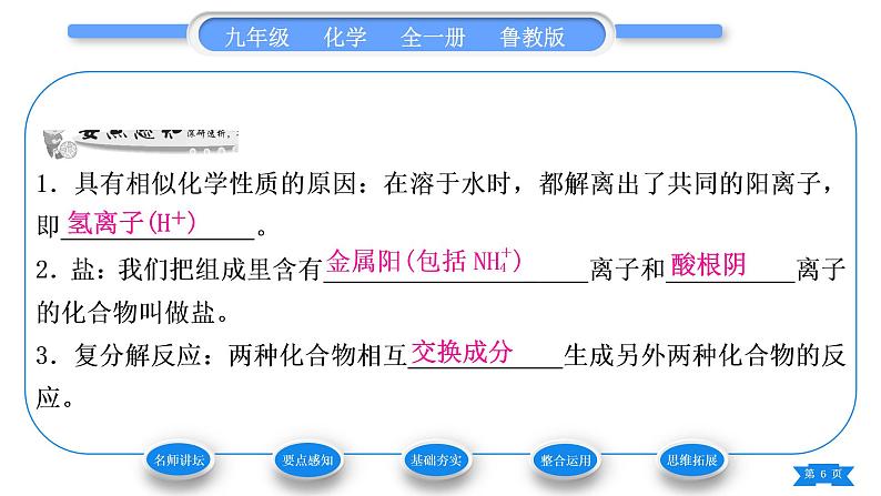 鲁教版九年级化学下第七单元常见的酸和碱第一节酸及其性质第2课时酸的化学性质习题课件06