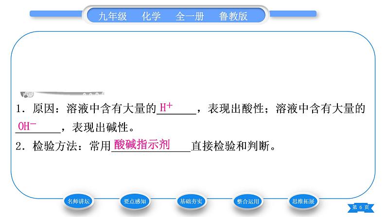 鲁教版九年级化学下第七单元常见的酸和碱第三节溶液的酸碱性习题课件06