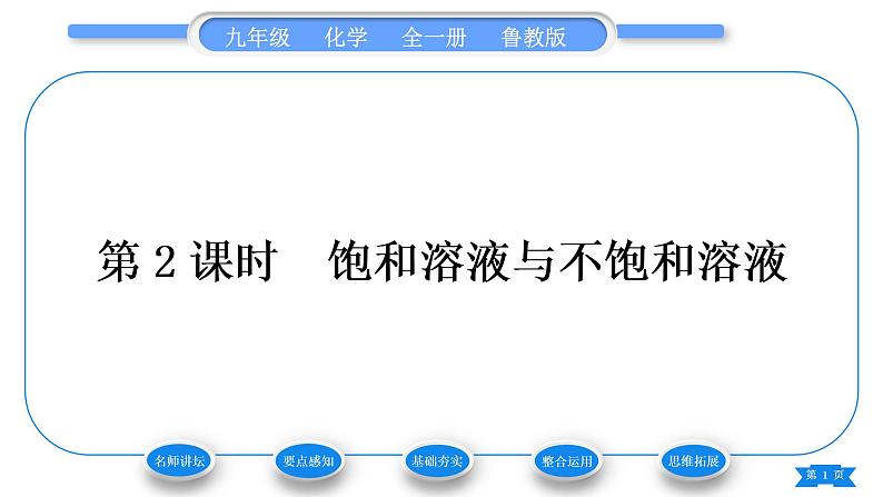 鲁教版九年级化学上第三单元溶液第一节溶液的形成第2课时饱和溶液与不饱和溶液习题课件01