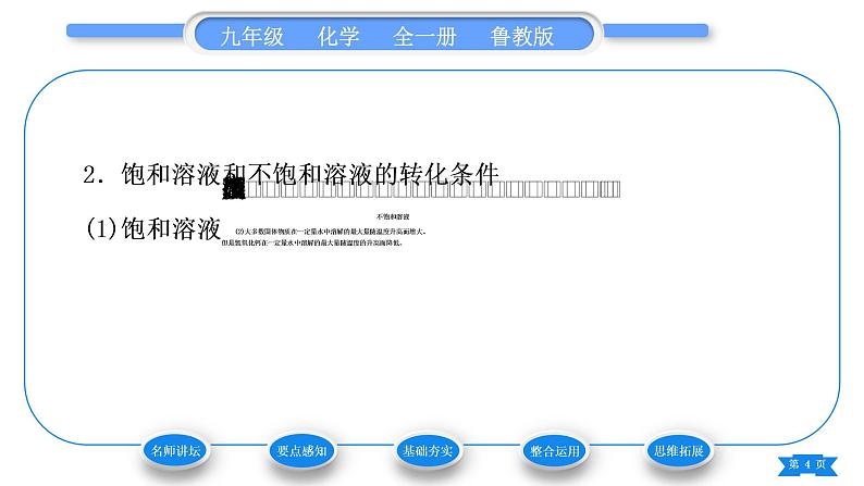 鲁教版九年级化学上第三单元溶液第一节溶液的形成第2课时饱和溶液与不饱和溶液习题课件04