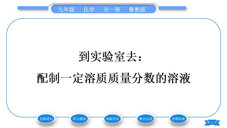 鲁教版九年级化学上第三单元溶液到实验室去：配制一定溶质质量分数的溶液习题课件第1页