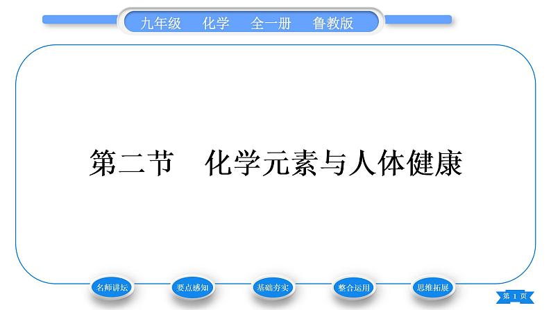 鲁教版九年级化学下第十单元化学与健康第二节化学元素与人体健康习题课件01