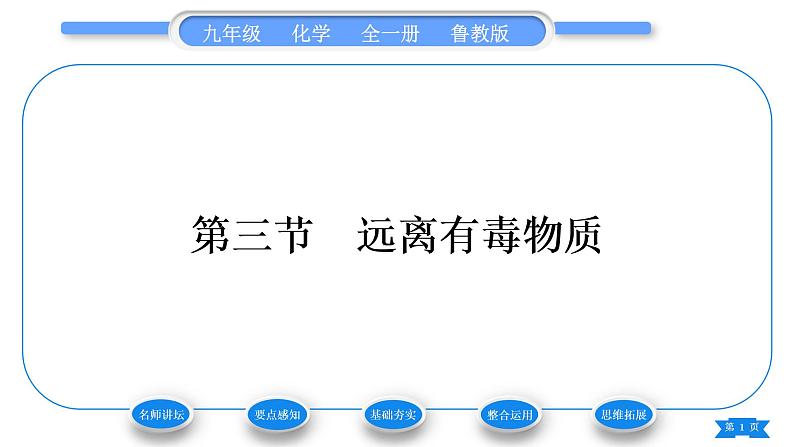 鲁教版九年级化学下第十单元化学与健康第三节远离有毒物质习题课件01