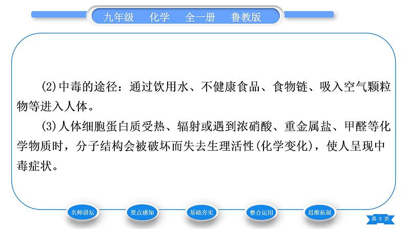 鲁教版九年级化学下第十单元化学与健康第三节远离有毒物质习题课件03