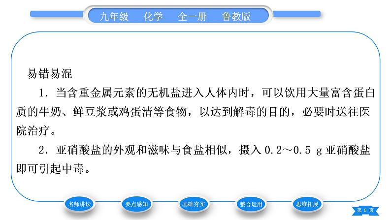 鲁教版九年级化学下第十单元化学与健康第三节远离有毒物质习题课件05