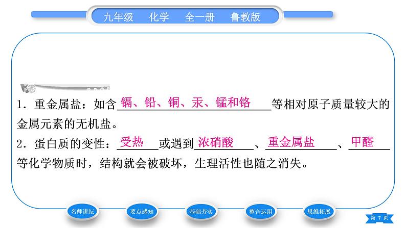 鲁教版九年级化学下第十单元化学与健康第三节远离有毒物质习题课件07