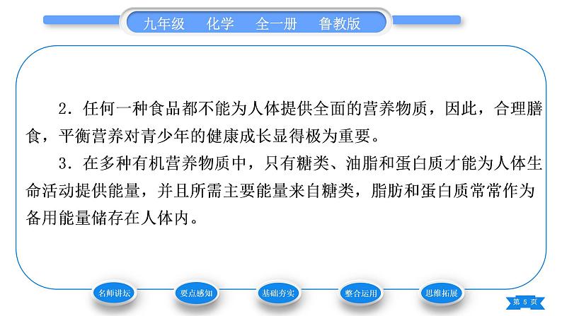 鲁教版九年级化学下第十单元化学与健康第一节食物中的有机物习题课件05