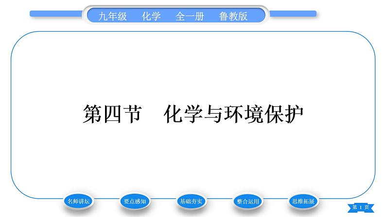 鲁教版九年级化学下第十一单元化学与社会发展第四节化学与环境保护习题课件01