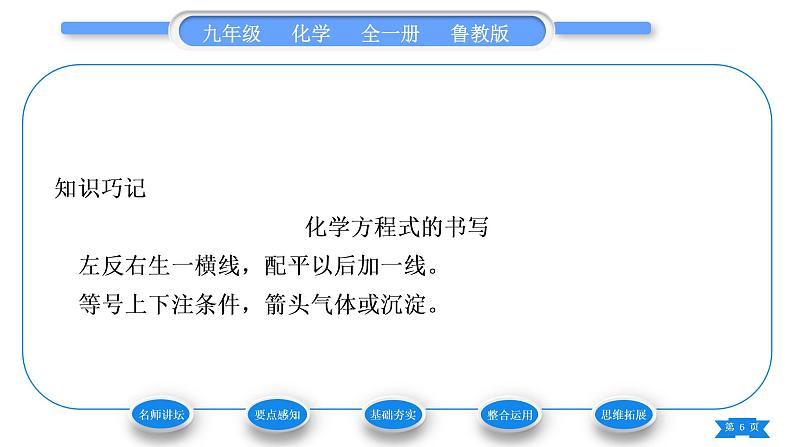 鲁教版九年级化学上第五单元定量研究化学反应第二节化学反应的表示习题课件06