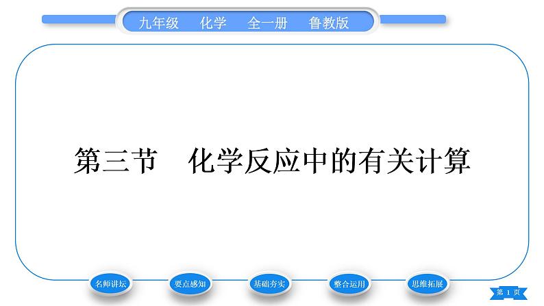 鲁教版九年级化学上第五单元定量研究化学反应第三节化学反应中的有关计算习题课件01