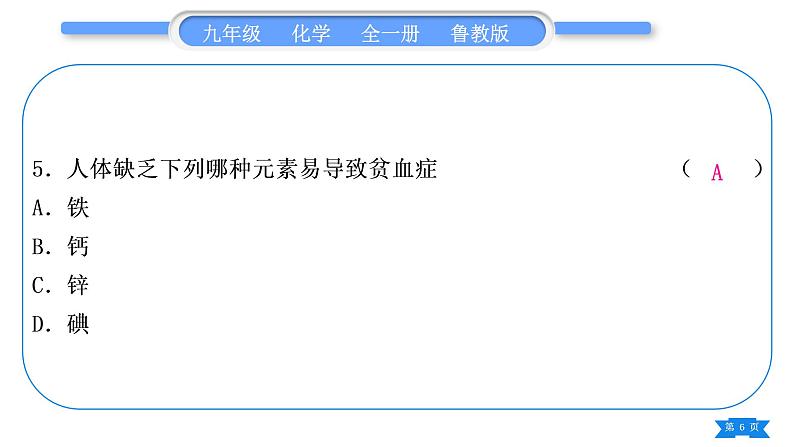 鲁教版九年级化学下单元周周测十五(第十单元)习题课件06