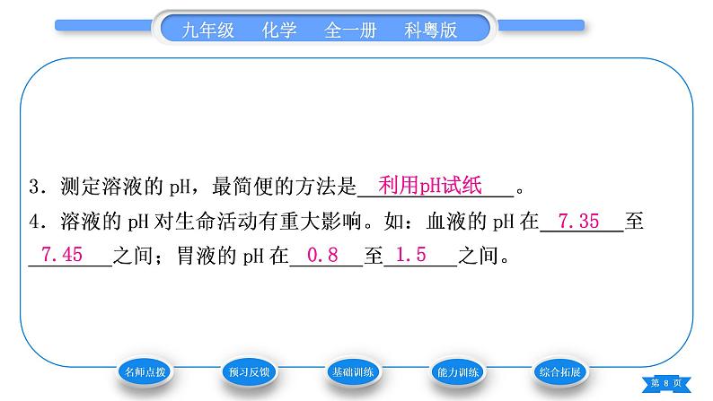 科粤版九年级化学下第八章常见的酸、碱、盐8.1溶液的酸碱性习题课件08