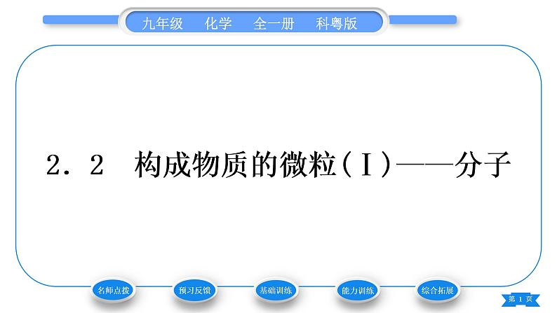 科粤版九年级化学上第二章空气、物质的构成2.2构成物质的微粒(Ⅰ)——分子习题课件01