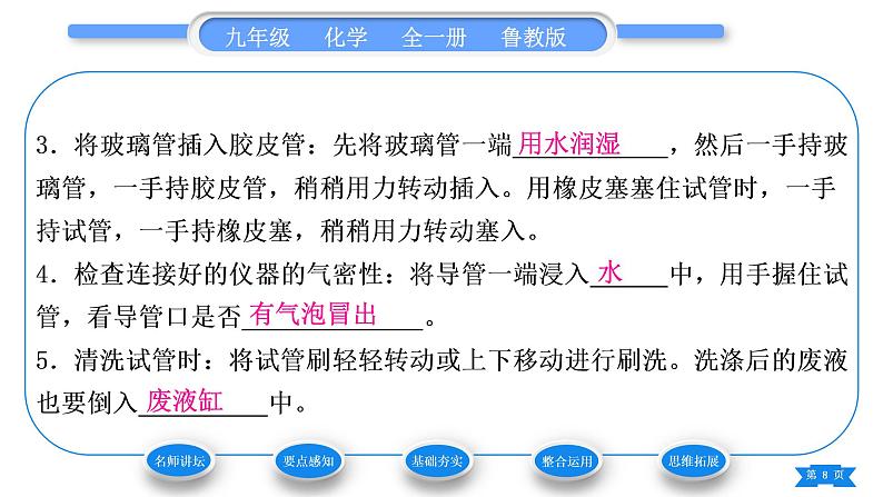 鲁教版九年级化学上第二单元探秘水世界到实验室去：化学实验基本技能训练(二)习题课件08