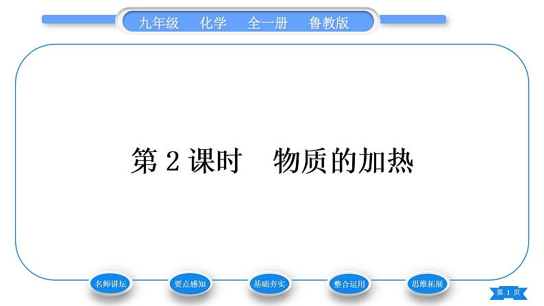 鲁教版九年级化学上第一单元步入化学殿堂到实验室去：化学实验基本技能训练(一)第2课时物质的加热习题课件第1页