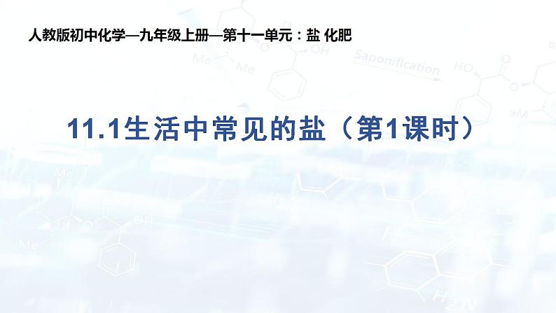 第十一单元 课题1 生活中常见的盐  课件  九年级化学人教版下册第1页