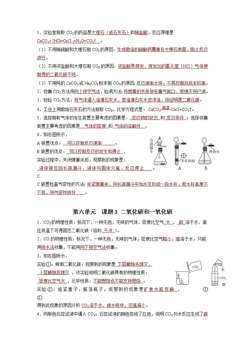 第六单元 碳和碳的氧化物-【晨读晚默】2022-2023学年九年级化学同步单元复习知识汇总（人教版）（晨读版） 试卷02