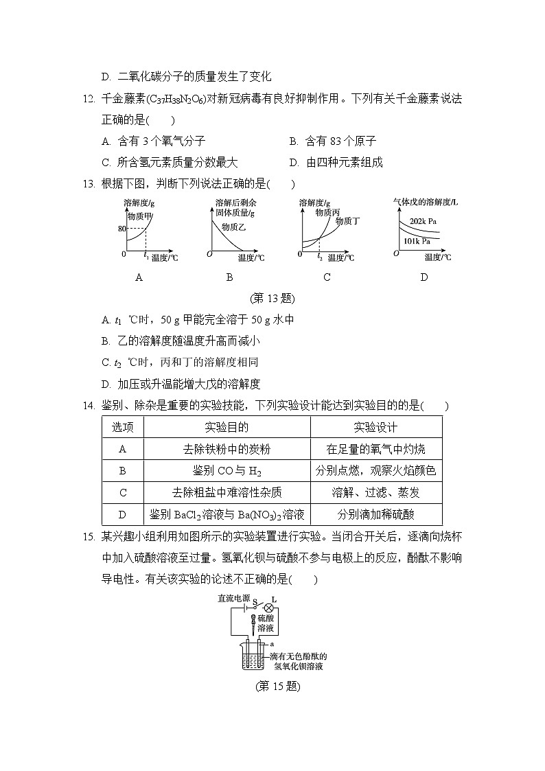 人教版九年级化学下册中考学情评估(二)含答案第3页